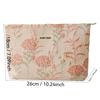 Fashion Large Capacity Makeup Bag Cream Color Zipper Cosmetic Bag Floral Embroidered Toiletries Skincare Storage Bag Women