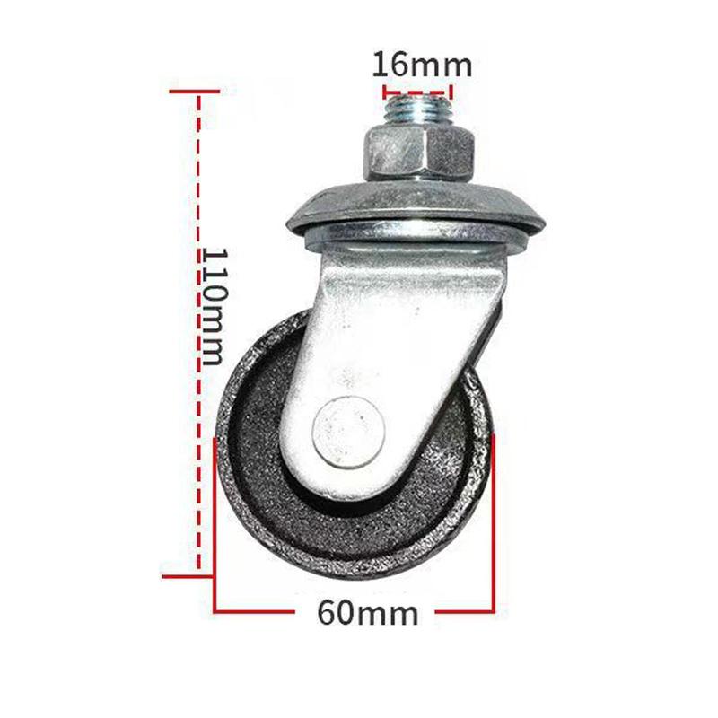 Generic Floor Jack Caster Wheels Professional Spare Parts Metal Accessories Horizontal Jack Casters for 4 Ton Floor Jack