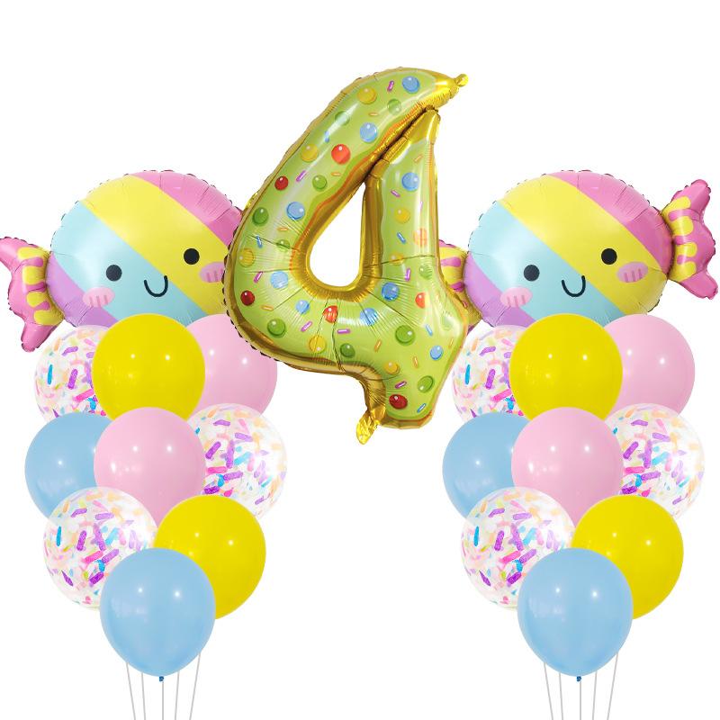 Candy Aluminum Film Digital Balloon Set Baby Shower Children's Birthday Scene Arrangement Background Decoration