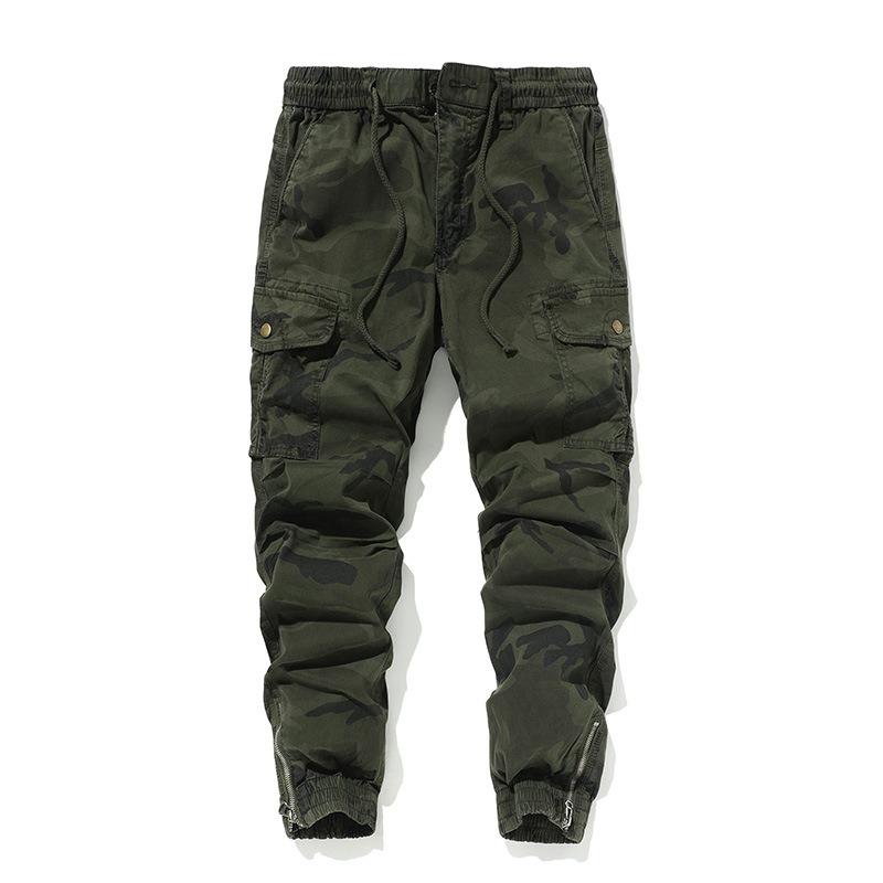 

Мужской камуфляжный комбинезон из чистого хлопка, ретро, модный бренд, тяжелый, с множеством карманов, леггинсы, свободные и износостойкие, весенне-осенние зеленые брюки 38