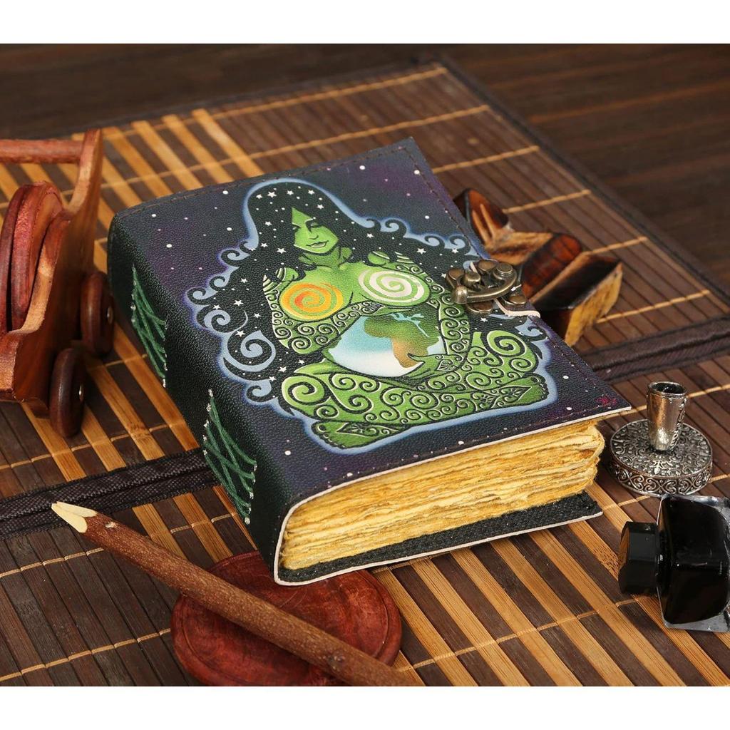Vintage kožený deník Mother Goddess Journal For Men Women Traveling Sketchbook