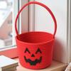 Braided Pumpkin Candy Bucket Orange Trick Treat Tote Kids Gift Hamper Woven Storage Pouch  Teachers