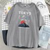 Tokyo Crane Japan Harajuku Print Unisexs Tshirt Hip Hop Loose Tshirts Crewneck Tshirt 100 Cotton Oversize Clothing Unisex
