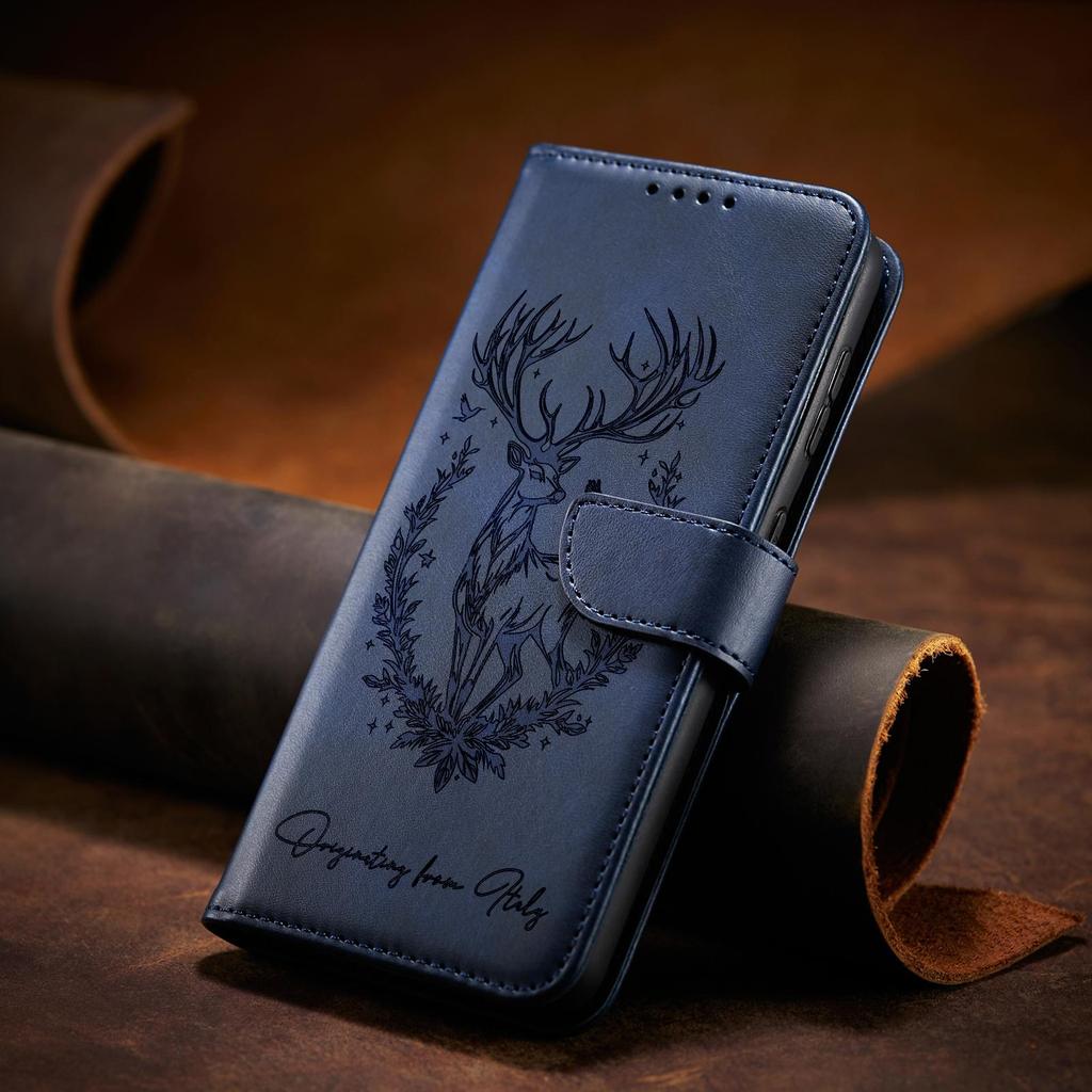 Emboss 3D Animal Leather Phone Wallet Case Book Stand For iPhone 17 16 Pro Max Samsung Xiaomi Redmi Note 14 Honor Oppo Magnetic Card Holder Flip Cover