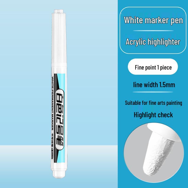 Waterproof White Acrylic Highlighter Pen - Long & Broad Tips, Extra Bold for Art & Outlining.