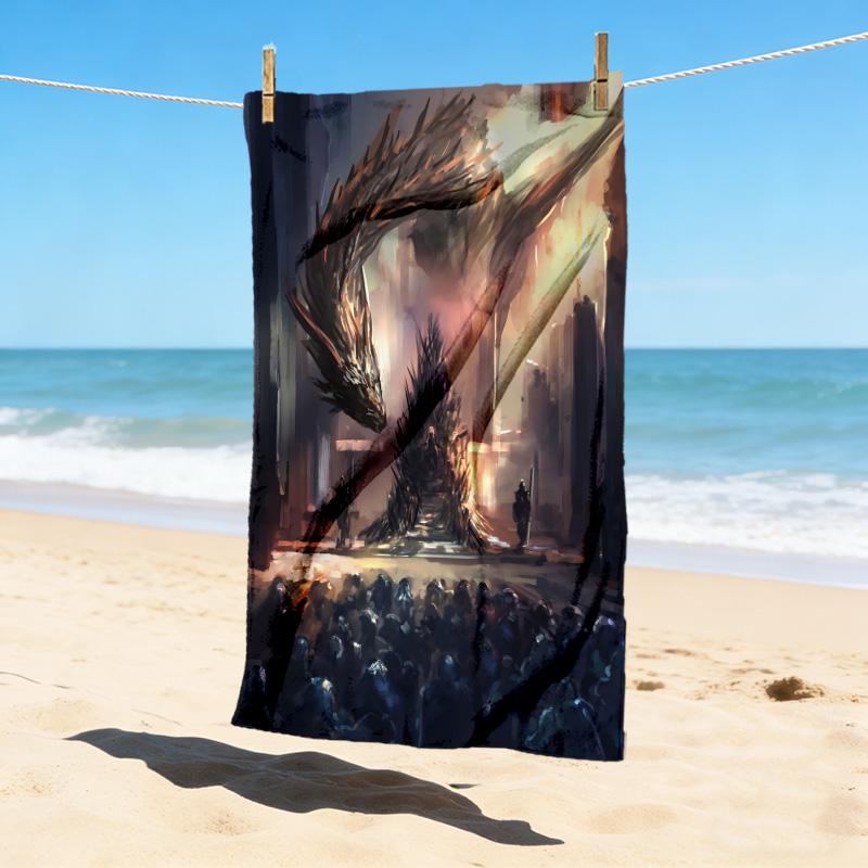 Dragon Battle Stylish Digital Printing Beach Towel Quick Drying Absorbent Blanket For Beach Pool Gym Travel Christmas Gift C9211373