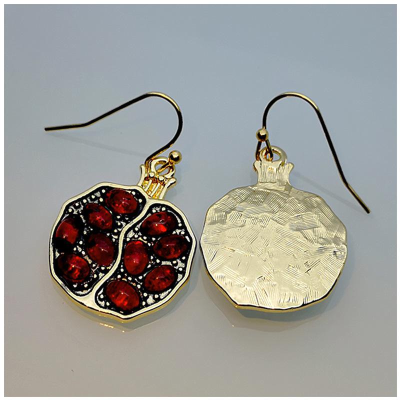 Unique Golden Pomegranate Drop Earrings for Women Hook Earrings Anniversary Gift Wedding Earrings