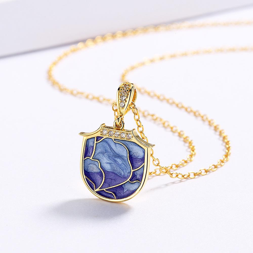 Elegant and Elegant Korean Version of The Ultra-shiny Geometric Enamel Pendant Handbag Handbag Necklace