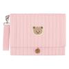 Cute Bear Embroidery Diaper Clutch Bag Foldable Quilted Diaper Pouch Multiple Pockets with Wipes Pocket Travel Essential for Mom