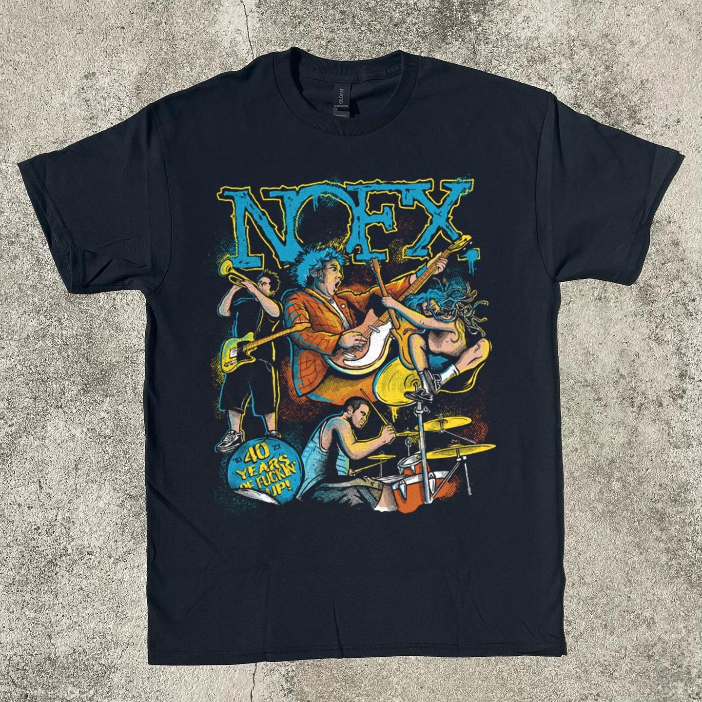 NOFX Final Tour 40 Years Punk Rock Band Black Unisex T-shirt Size S-5XL XXL