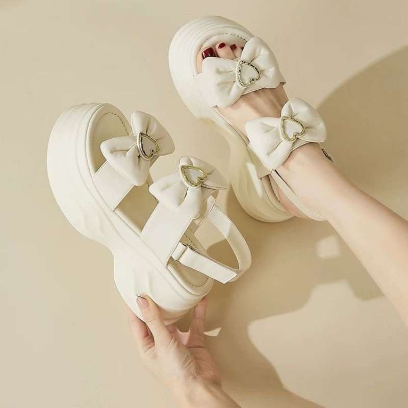 Popular Platform Sandals Women's New Models In the Summer of 2025 Wear Bows To Increase the Height of Small Roman Sandals