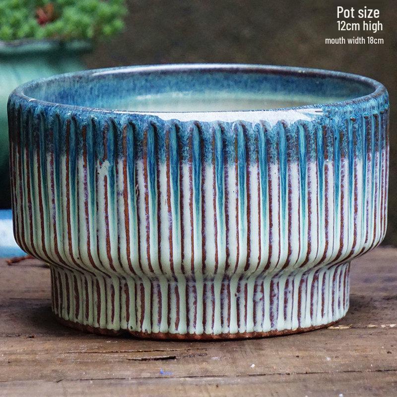 Stor Handgjord Keramik Kruka för Suckulenter och Grönska, Andningsbar Lerkruka i Lila Lera