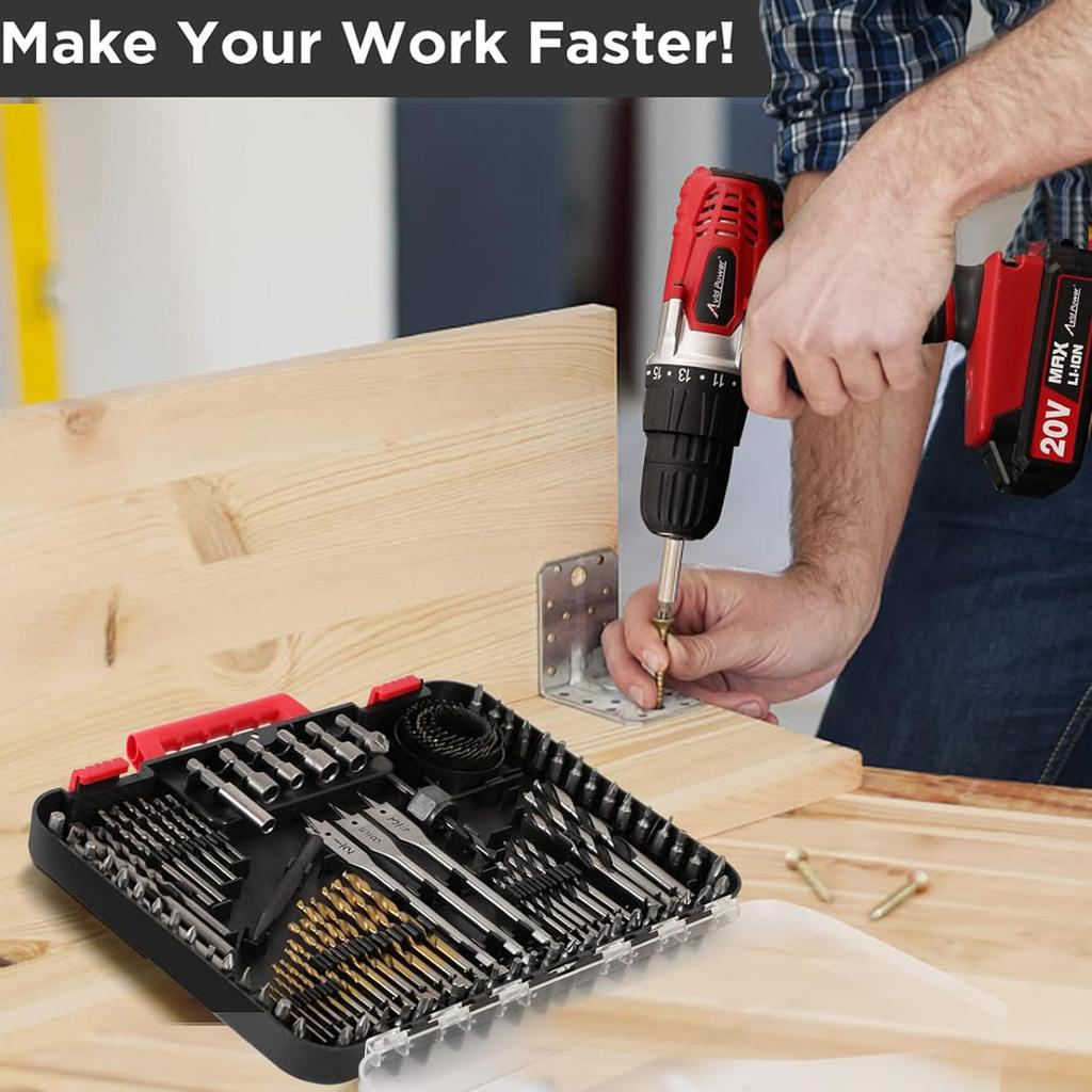 100pcs Drill Bit Set,100 Pieces Impact Driver Bits & Screwdriver Bits Set,for Drilling Metal,Wood,Masonry and Plastic,Cement