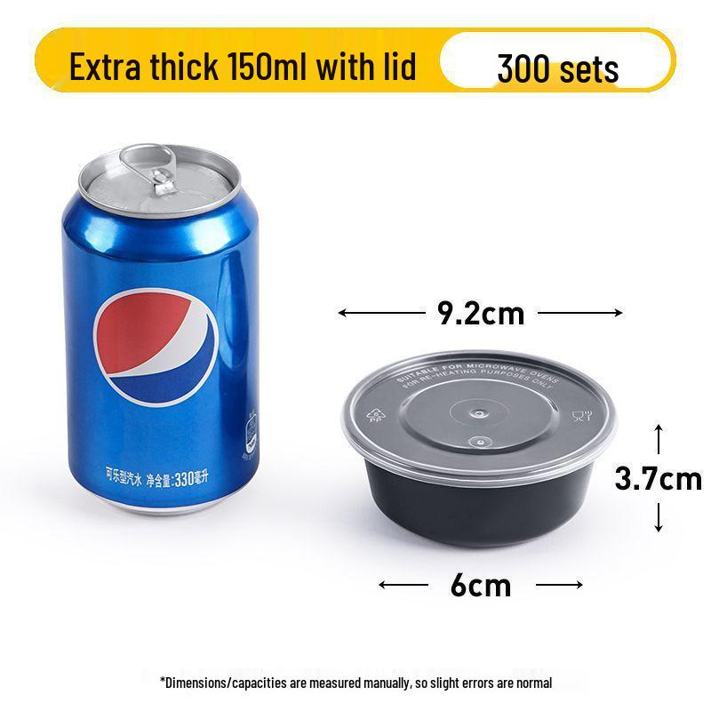 Black Round Disposable Food Containers: Thickened Soup and Fast Food Bowls