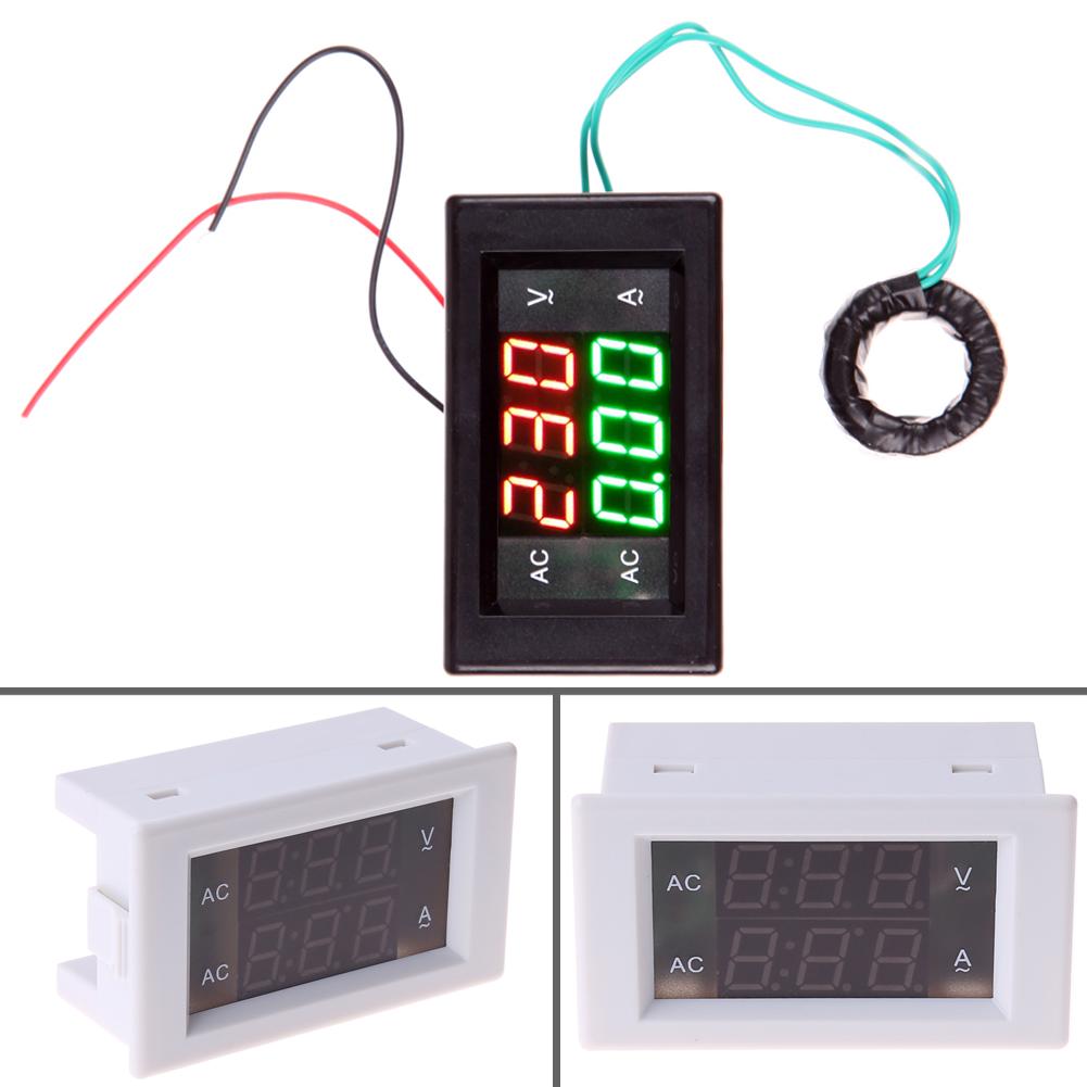 Digital Voltmeter Ammeter AC 60-500V 100A Panel Amp Volt Meter Dual LED Display Volt Detector Tester Monitor Panel