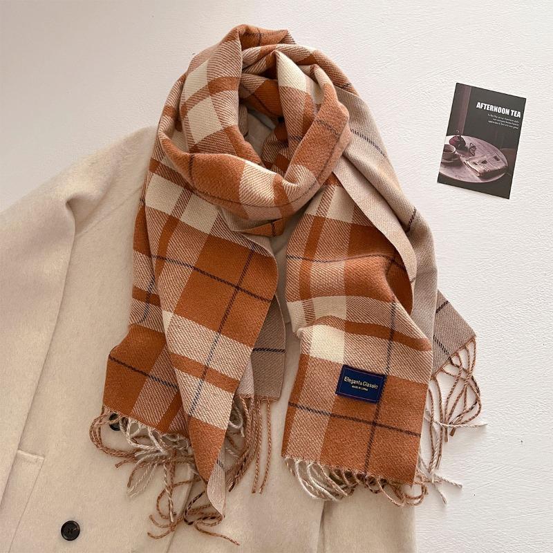 Autumn and winter new versatile scarf women's thickened woven thick beard fringed warm scarf imitation cashmere shawl