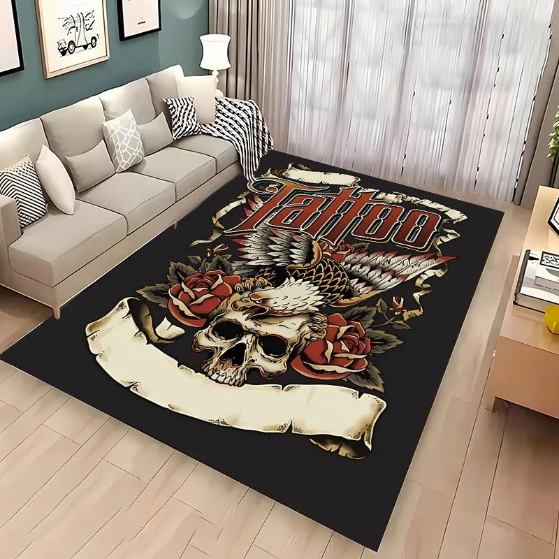 

3D HD Tattoo Studio Carpet, Living Room and Bedroom Household Items,Children s Room Sofa Mats, Doormat Floor Anti-slip Rug, Gift 40x60cm (16x24in)