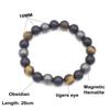 10MM Tiger Eye & Obsidian Magnetic Bracelet - Fashionable & In Stock
