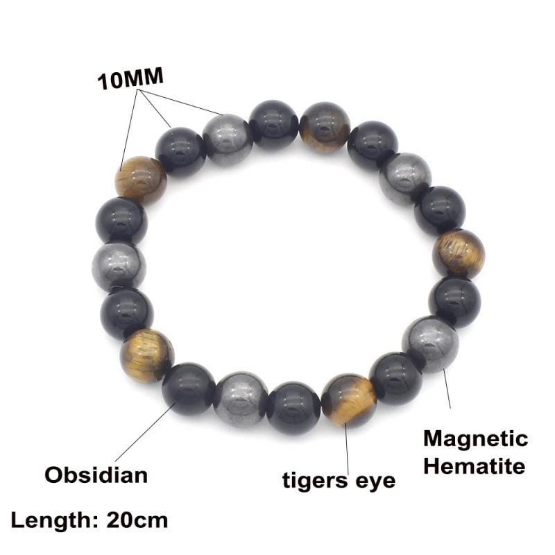 10MM Tiger Eye & Obsidian Magnetic Bracelet - Fashionable & In Stock