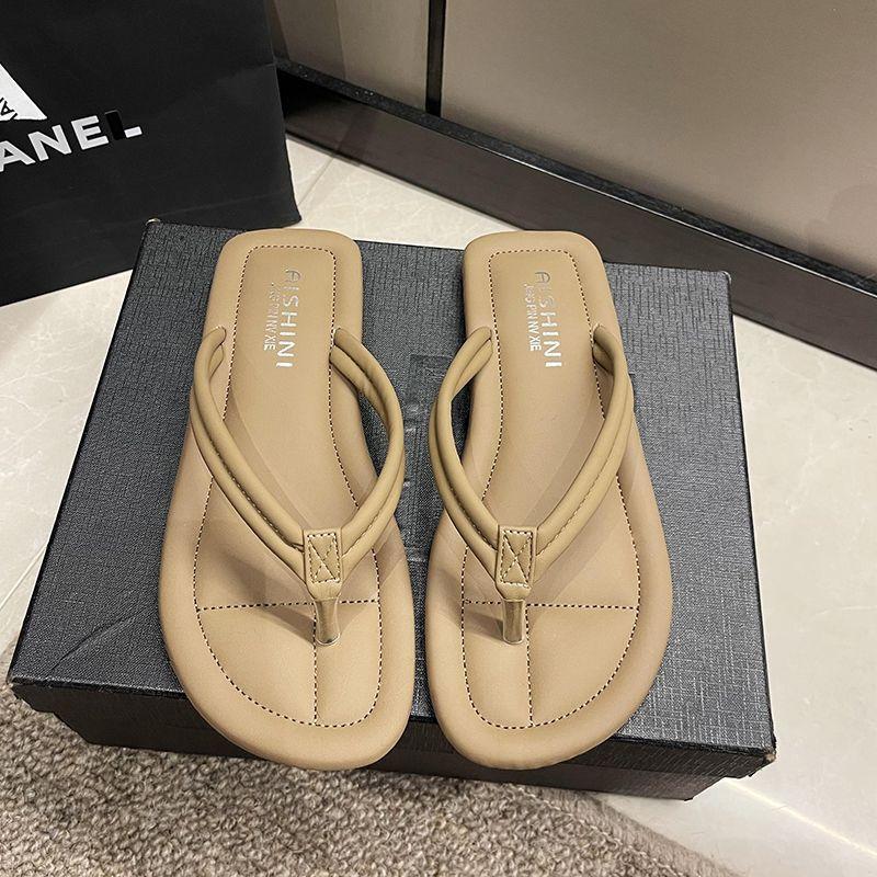 

Трендовые серебристые шлепанцы, которые женщины носят золотым летом 2025 года, новые мягкие плоские пляжные туфли интернет-знаменитости с открытым носком 40 хаки