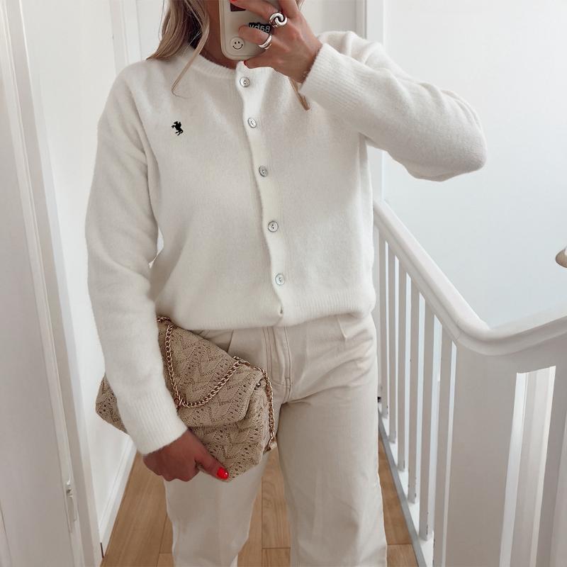 Casual Commuting Fashion Button Long-sleeved Sweater Woolen Women's Clothing Autumn Winter