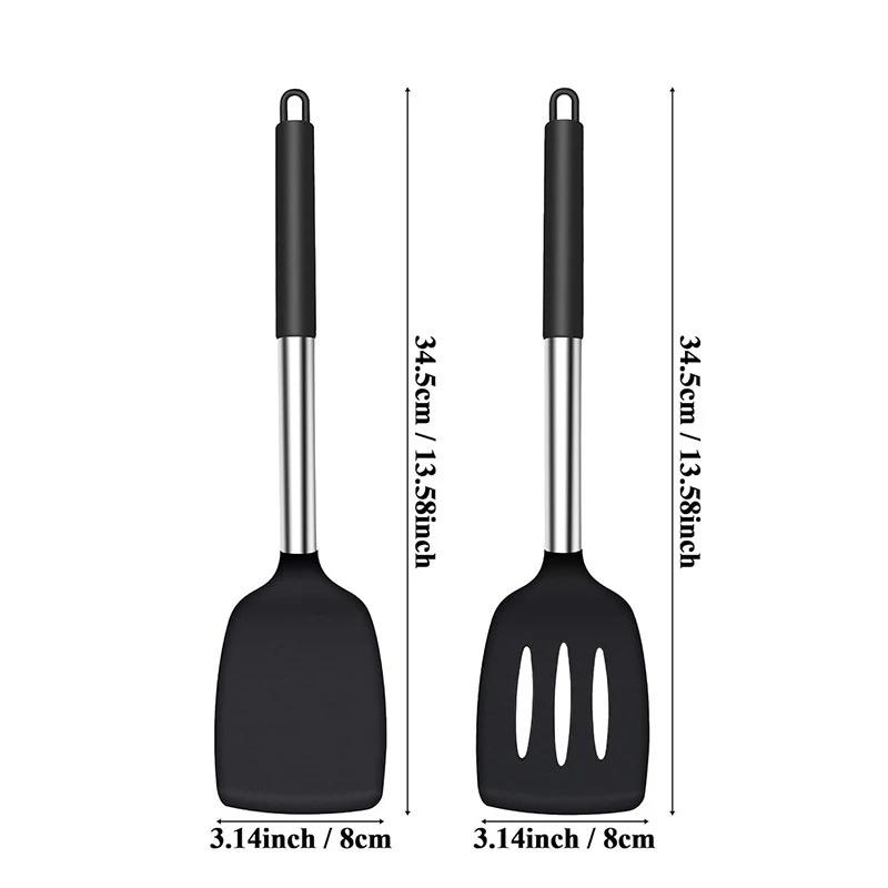 Food Grade Silicone Spatula Heat Resistant Non-Stick Anti-Scratch Kitchen Cooking Utensil for Frying Fish Eggs Multi-Purpose