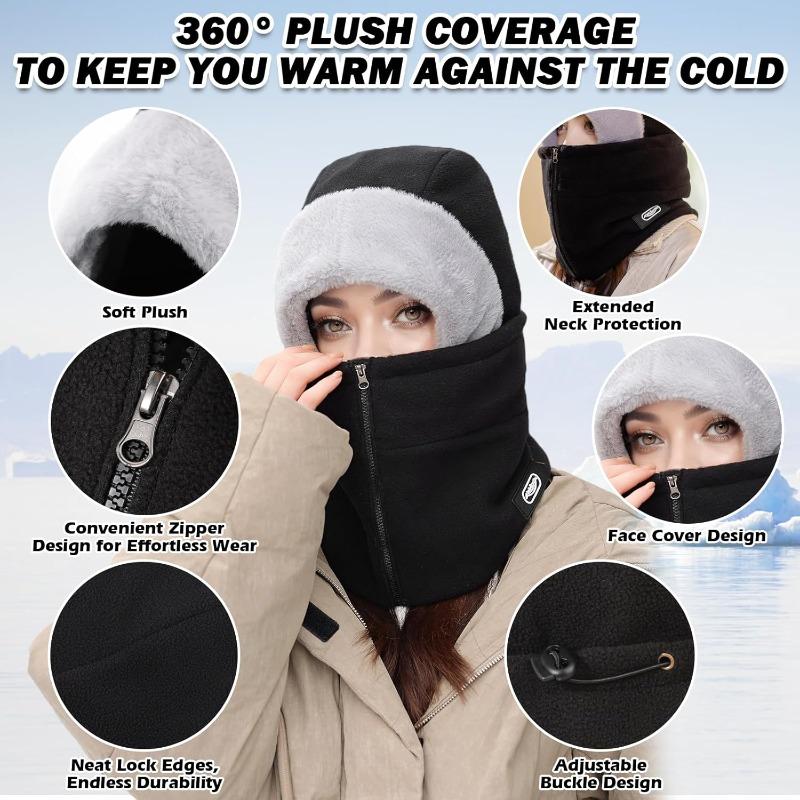Unisex Winter Thermal Fleece Balaclava Full Face Cover Warm Neck Ear Warmer Breathable for Cycling Hiking Skiing Motorbikes