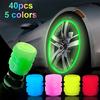 40 cache-valves de pneu lumineux, décorations fluorescentes pour rayons de roue de voiture qui brillent la nuit, utilisés pour les voitures et les motos
