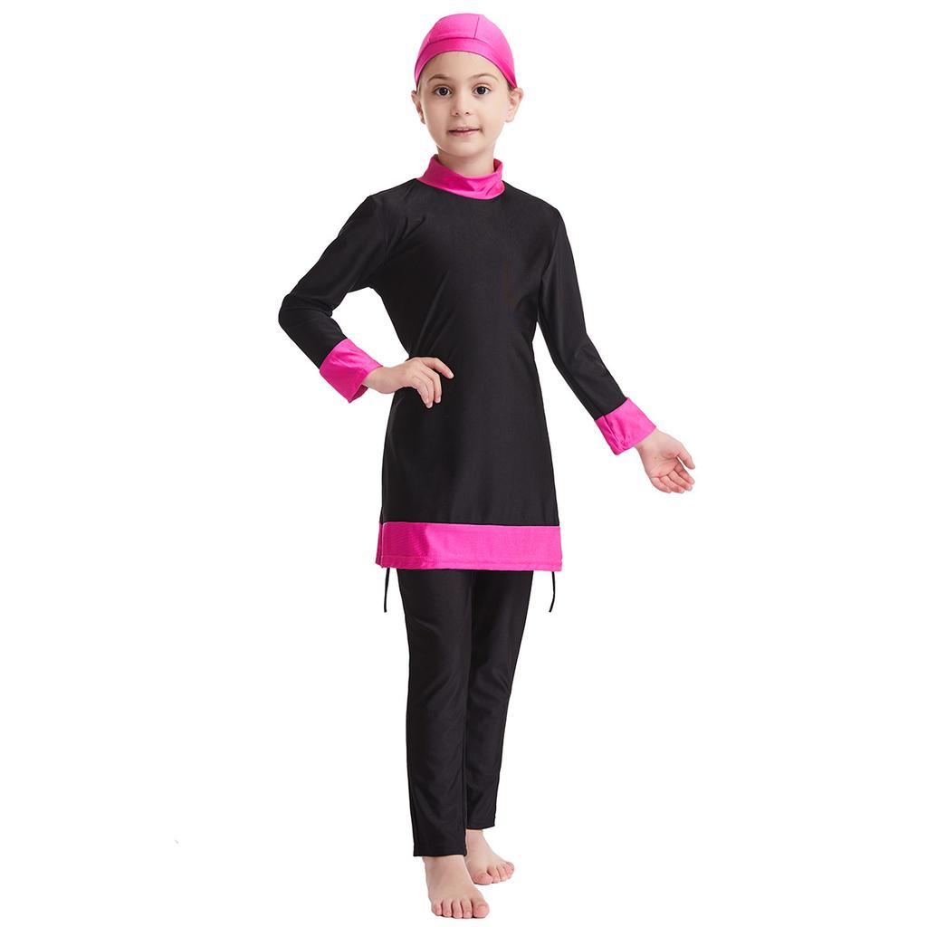 Swimsuit Girls 3pcs Long Sleeve Kids Swimwear Muslim Islamic Swimming Suit Sets