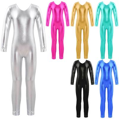 Leotard da Ginnastica Artistica e Danza per Bambina Maniche Lunghe Scollo Tondo Zip Invisibile sul Retro Tuta Abbigliamento da Danza