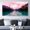 Pittura ad olio paesaggio montagna innevata rossa lago autunnale tela artistica pittura corridoio soggiorno ufficio decorazione casa murale Senza Cornice