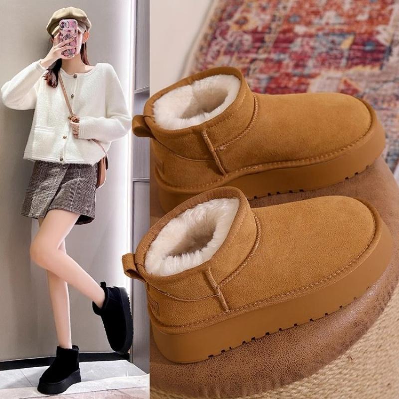 Women's Thick-Soled Non-Slip Snow Boots 2025 New Winter Slip-On Loafers with Fleece Lining, Thickened and Warm Cotton Shoes