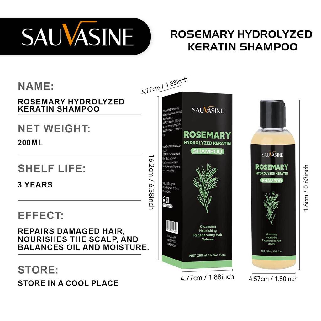 Rosemary Hydrolyzed Keratin Shampoo Deep Cleansing Repair Frizz Control Volumizing