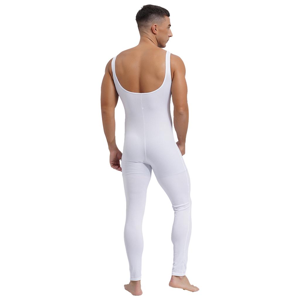 Tuta Monopezzo Senza Maniche da Uomo Design a Strisce Scollo Quadrato Stile Canotta Pantaloni Lunghi Tuta Sportiva