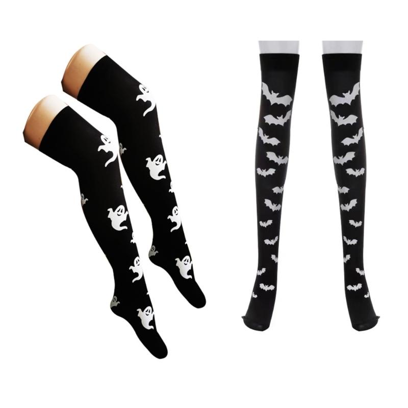 1 Pair Halloween Stockings Thigh High Long Stockings Over Knee Socks Bat Socks Cosplay Festival Stockings for Women Girl