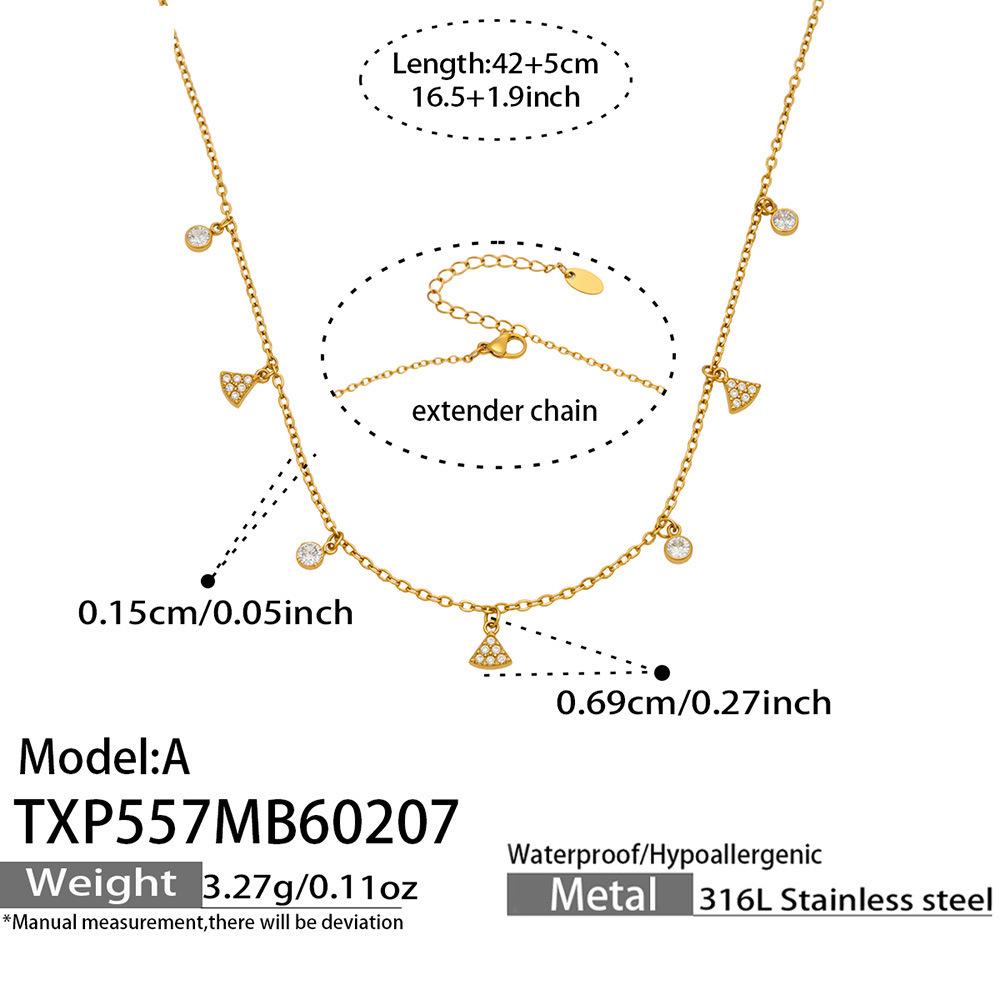 New Zirconia Hexagram Y-Layer Necklace & Bracelet Set - Stainless Steel Luxury European & American Fashion Jewelry
