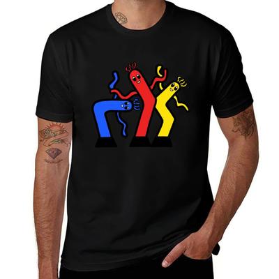 Three Wacky Waving Inflatable Tube People Tshirt Big Size Short Sleeve Tee For Unisex