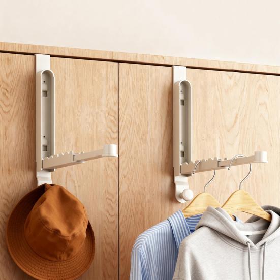 Over The Door Hanger Metal Folding Clothes Drying Rack for Laundry Bathroom Bedroom Dorm Space Saving Storage Hanger for Clothes Coats Towels