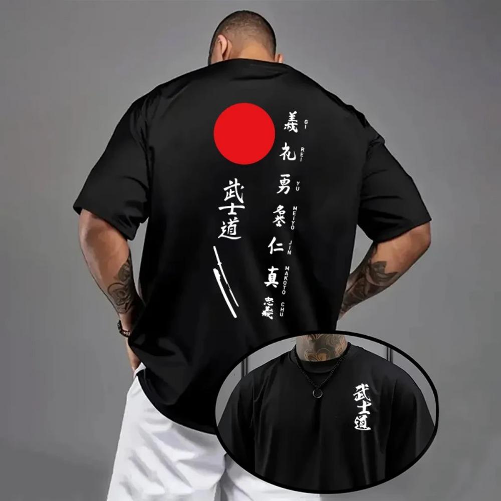 

Japan Bushido Print T-shirt for Man 2026 Spring Summer Daily Casual Fashion Short Sleeve Top Male Home Outdoor Comfort Cool Tees M