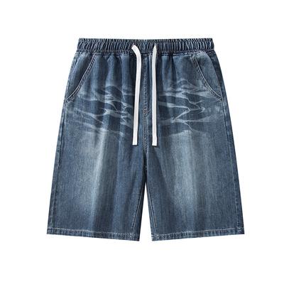 New Loose Straight Jeans Elastic Waistband Lace-up Pants