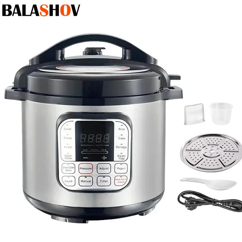 Oală sub presiune electrică multifuncțională din oțel inoxidabil, multicooker, aparat de gătit orez, supă, terci, încălzitor de alimente, bucătărie, 220V, 6L