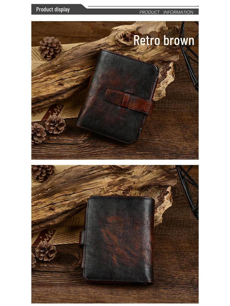 Men's Retro Leather Short Wallet - Top Layer Cowhide