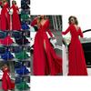 Women Deep V Neck Long Sleeve Slit Prom Gown Dress Elegant Bridesmaid Evening Maxi Dress