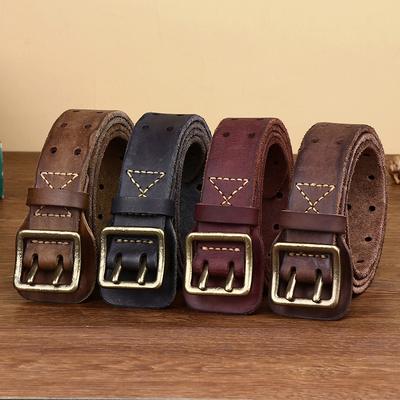 Genuine Leather Belt Men Luxury Strap Male Belt New Fashion Wild Prevent Allergies Retro Double Pin Buckle High Quality