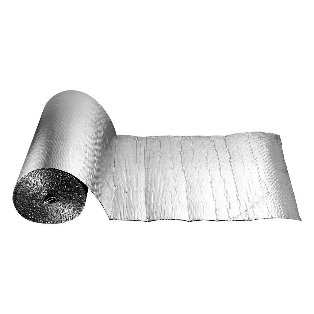 Double Reflective Insulation Roll, Double-Sided Aluminum Foil Radiant Barrier, 6mm 30.48 m x 1.22 m, Dual-Layer Air Bubble Heat Reflective Shield,