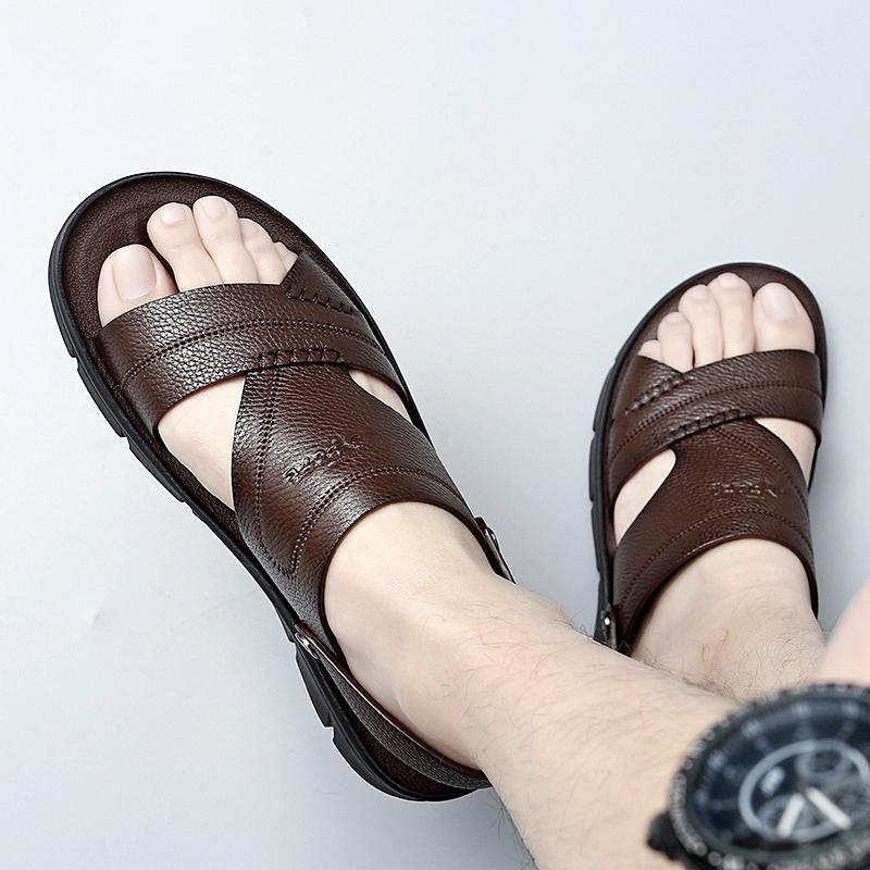 Fashion2024 Новые мужские сандалии из натуральной кожи — фото 4