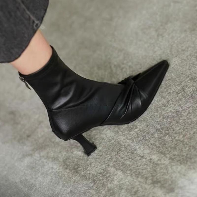 Fashion High Heels Women Ankle Boots Sexy Pointed Toe Heeled Shoes Designer 2025 Winter Party Chelsea Leather Boots Woman Pumps Botas