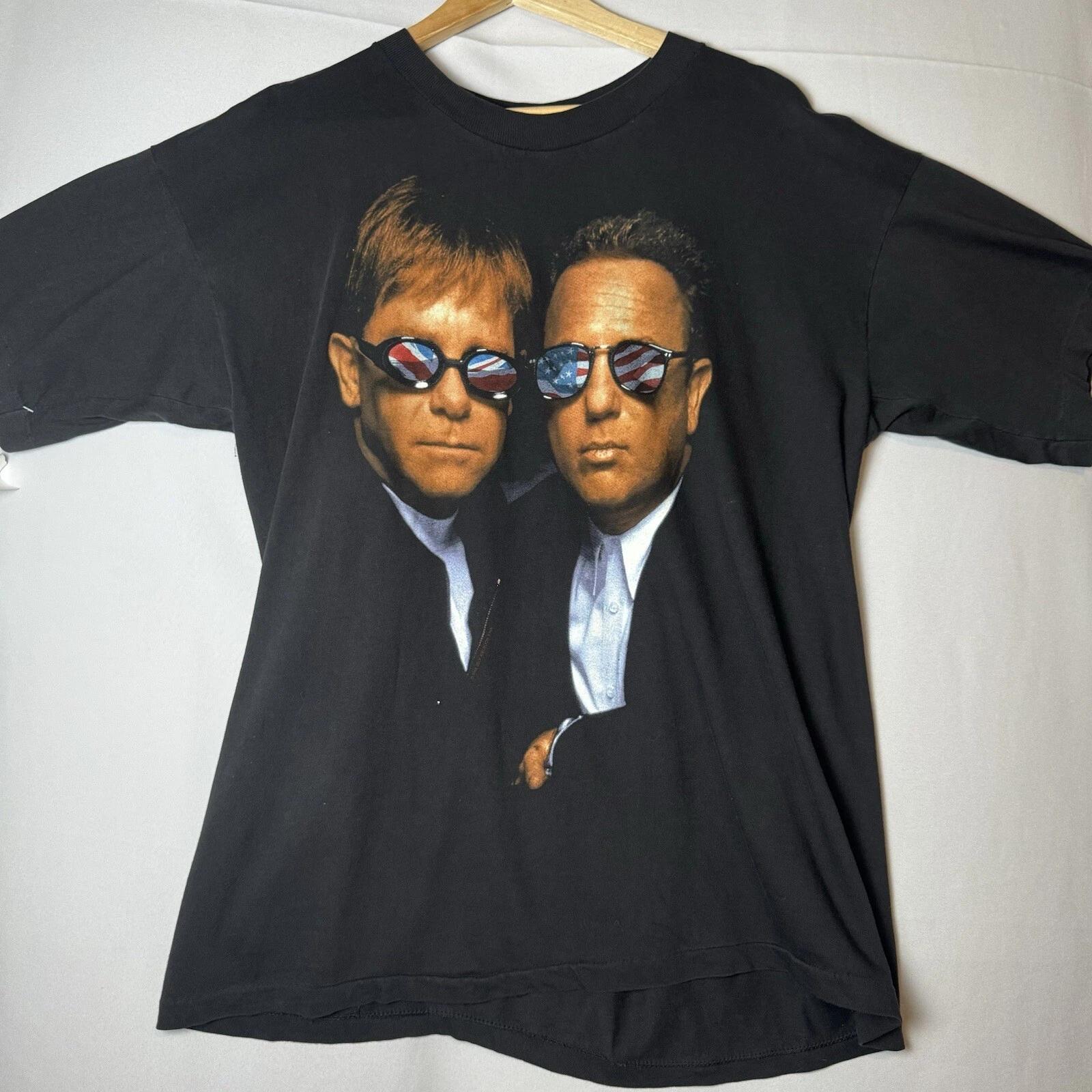 

Vintage Elton John Billy Joel Face To Face Tour T Shirt L Double Sided 90s A211 XL