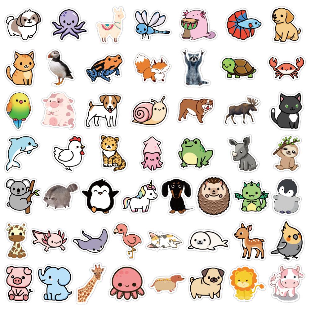 50Pcs Cute Animal Graffiti Stickers Kids Toy Fridge Phone Case Wall Room Cartoon Diy Aesthetic Vinyl Decor Children Girls