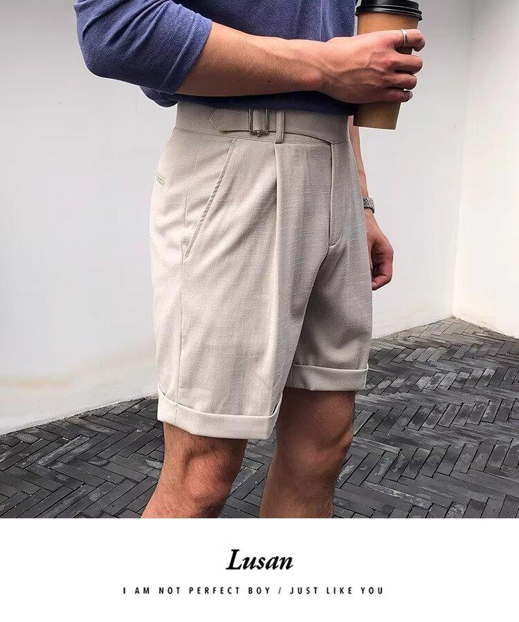 Naples Italian Summer Shorts - High-End Paris Buckle Waist, Thin Casual Trousers